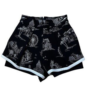 MAJE Black and White Embroidered Shorts Size XS
